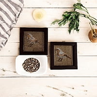 Zardozi Sparrow Wooden Coaster (Set of 2)