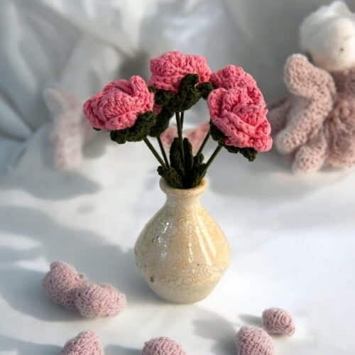 Crochet Small Pink Rose (Bunch of 6)