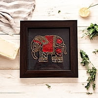 Zardozi Elephant Wooden Coaster (Set of 2)