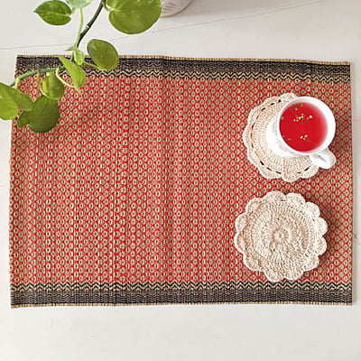 Red Honey Comb Table Mat (Set of 6)