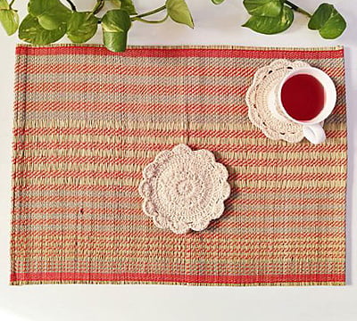 Natural & Red Table Mat (Set of 6)