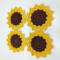 Crochet Sunflower Coaster