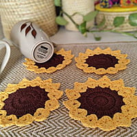 Crochet Sunflower Coaster