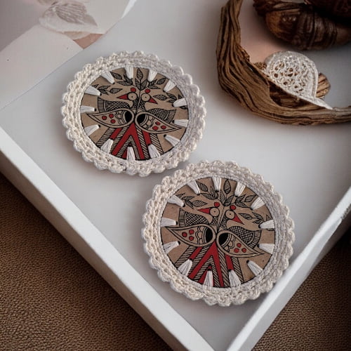 Madhubani Coaster White (Set of 4)